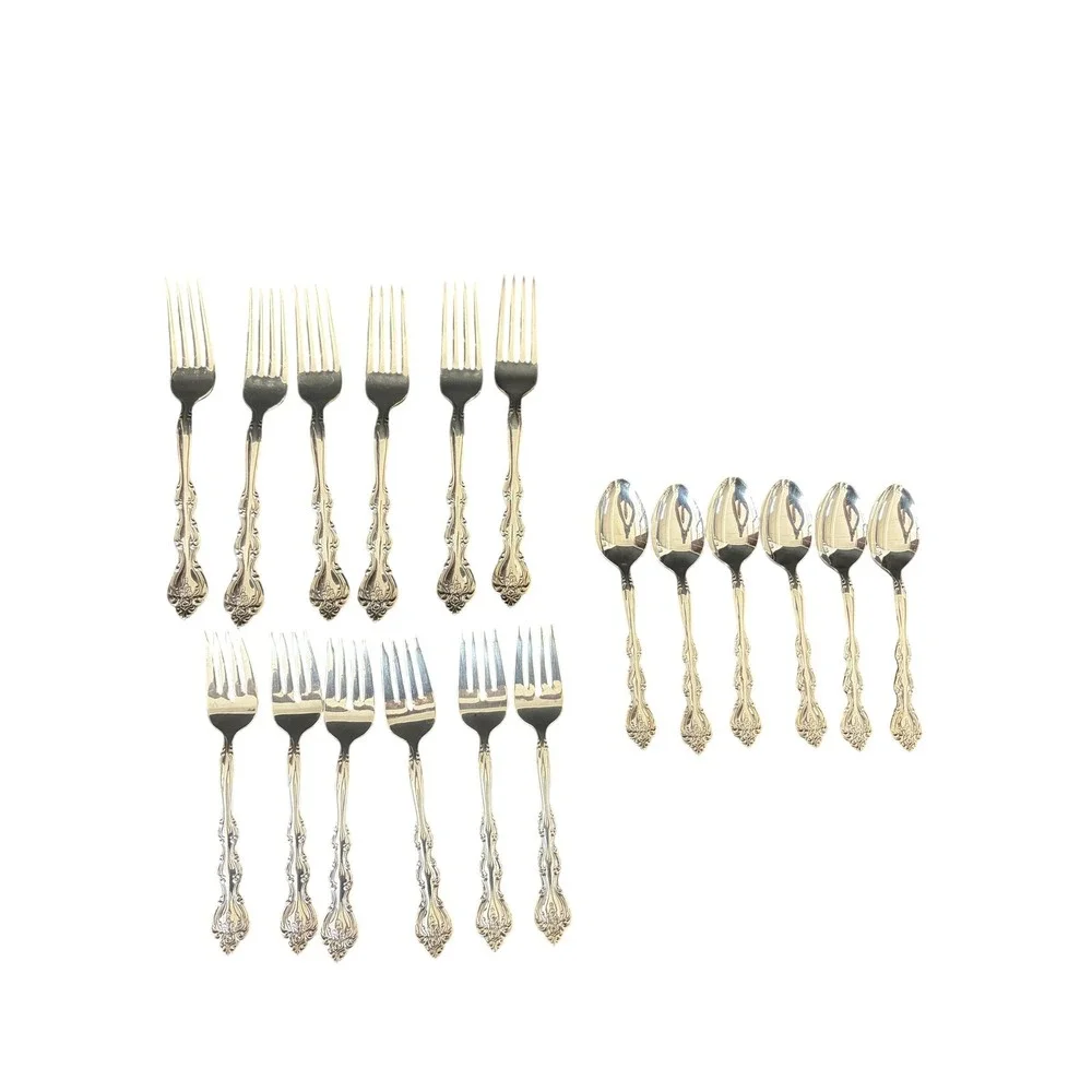 International Silverplate Ornate Forks & Teaspoons Flatware Baroque Rococo Style